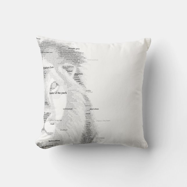 Typography Lion Throw Pillow (Front)