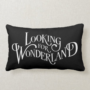 Typography Looking for Wonderland Lumbar Pillow