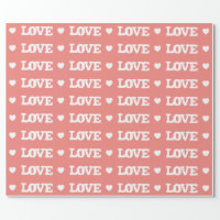 Red & White Hearts Script Love Valentine's Day Wrapping Paper Sheets, Zazzle