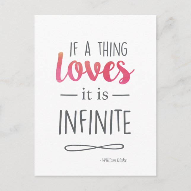 Typography Love Quote Postcard (Front)