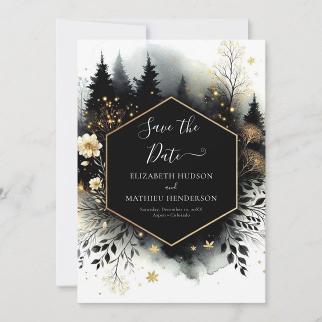 Typography Lovely Enchanted Forest Wedding Save The Date (Front)