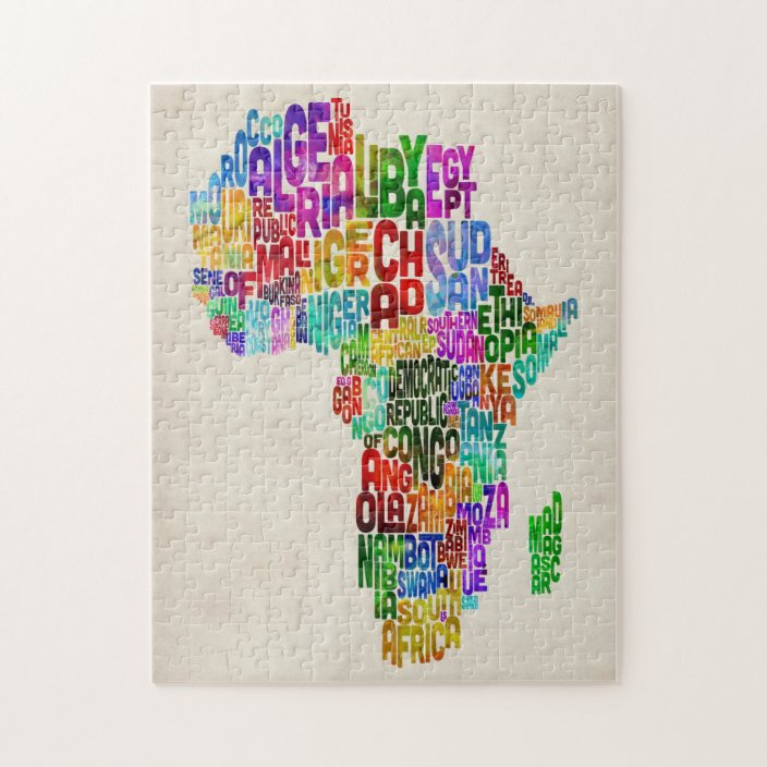 Typography Map of Africa Jigsaw Puzzle Zazzle