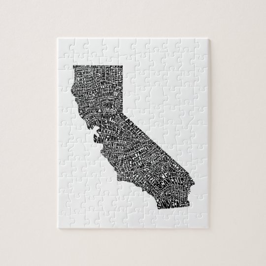 Typography map of California Jigsaw Puzzle | Zazzle.com