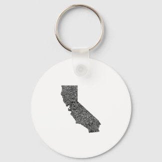 Typography map of California Keychain