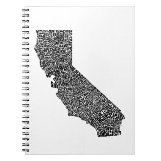 Typography map of California Notebook