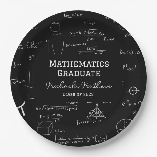 Typography Mathematics Class of 2023 Graduation Paper Plates (Front)