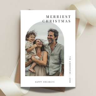 Typography Merriest Christmas Family Arch Photo Holiday Card
