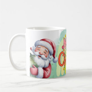 Typography Merry Christmas and Lights & Deer Coffee Mug