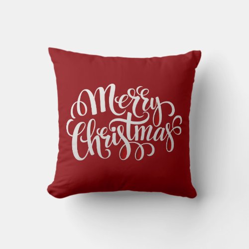 Typography Merry Christmas AND New Year Throw Pillow