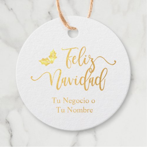 Typography Merry Christmas in Spanish Foil Favor Tags