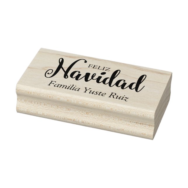 Typography Merry Christmas in Spanish Rubber Stamp (Stamp)