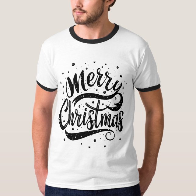 Typography Merry Christmas  T-Shirt (Front)