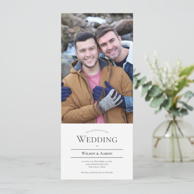 Typography Minimalist LGBTQ Photo Wedding Invitation (Standing Front)