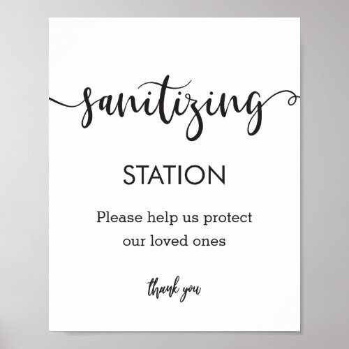 Typography Minimalist Sanitizing Station Sign