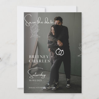 typography minimalist save the date wedding formal invitation