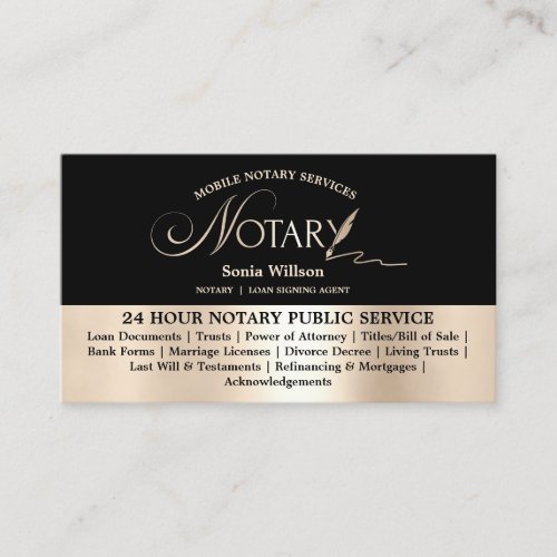 Typography Mobile Notary  Loan Signing Agent Law Business Card
