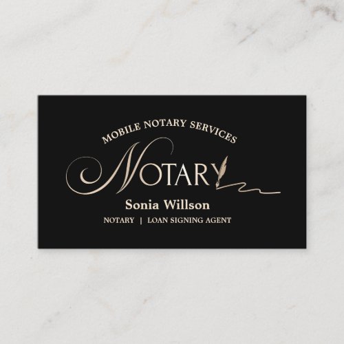 Typography Mobile Notary  Loan Signing Agent Law Business Card