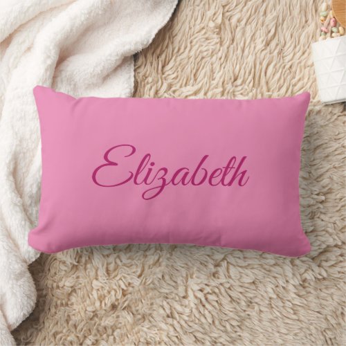 Typography Modern Custom Name Template Pink Lumbar Pillow