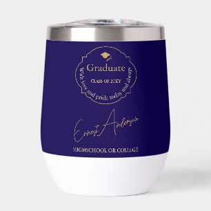 Typography Modern Elegant Grad Graduate Graduation Thermal Wine Tumbler