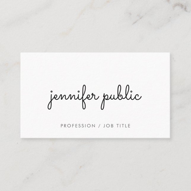 Typography Modern Elegant Template White Matte Business Card (Front)