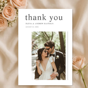 Typography Modern Minimalist Chic Wedding Photo Thank You Card