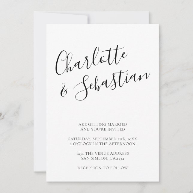 Typography Modern Personalized Black White Stylish Announcement (Front)