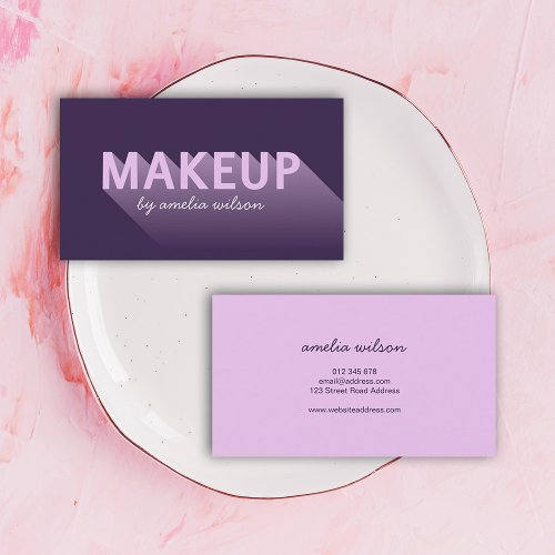 Typography Modern Purple Lavender Makeup Artist Business Card