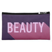 Typography Modern Purple Pink Beauty Makeup Bag