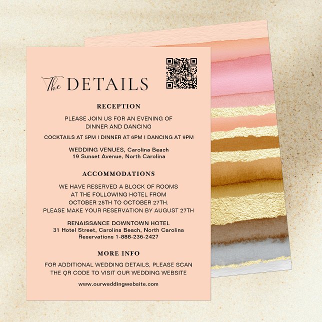 Typography Modern Sunset QR Code Wedding Details Enclosure Card (Creator Uploaded)