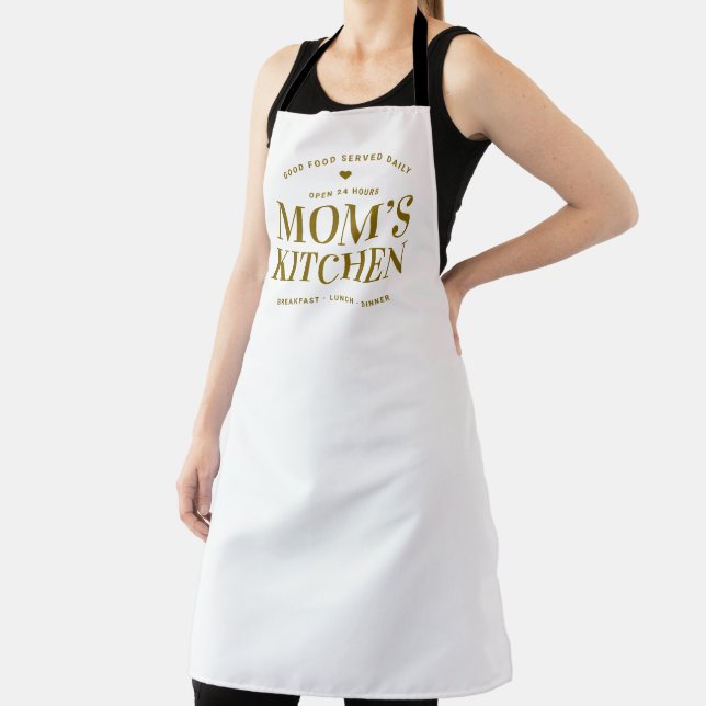 Typography Mom’s Kitchen Open 24 Hours Custom Apron (Insitu)