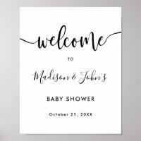Typography Monochrome Baby Shower Welcome Sign