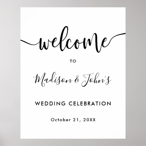 Typography Monochrome Wedding Bridal Welcome Sign