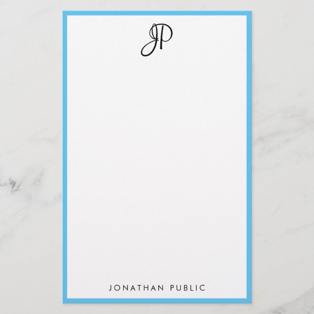 Typography Monogram Customizable Simple Template Stationery (Front)