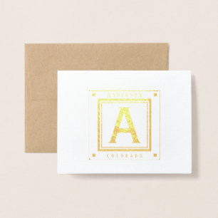 Typography Monogram Name and State or Your Quote Foil Card