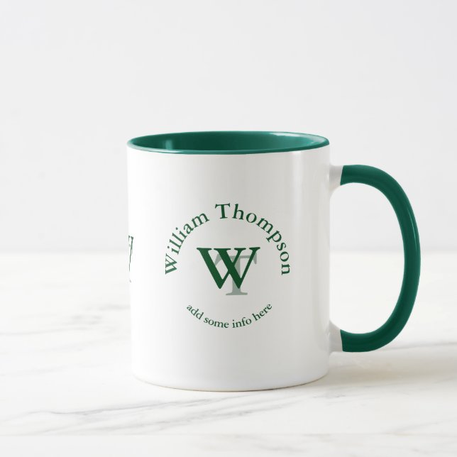 typography monogram - personalized logo green mug (Right)