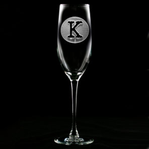 Typography Monogrammed Champagne Flute