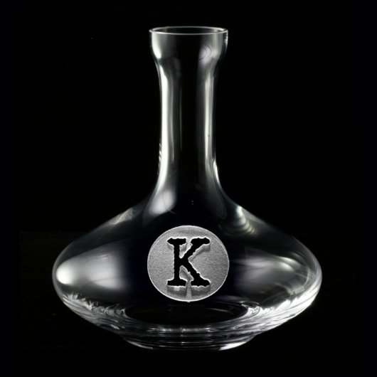 Typography Monogrammed Wine Decanter (Front)