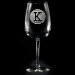 Typography Monogrammed Wine Glass<br><div class="desc">Featuring a vintage typewriter font,  these glasses are a cool gift for men,  women,  bridesmaids,  groomsmen,  friends,  or family. Our master glass carvers will carve away the background panel from the glass,  leaving the lettering and design features raised from the surface in a super cool,  three dimensional manner.</div>