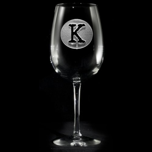 Typography Monogrammed Wine Glass