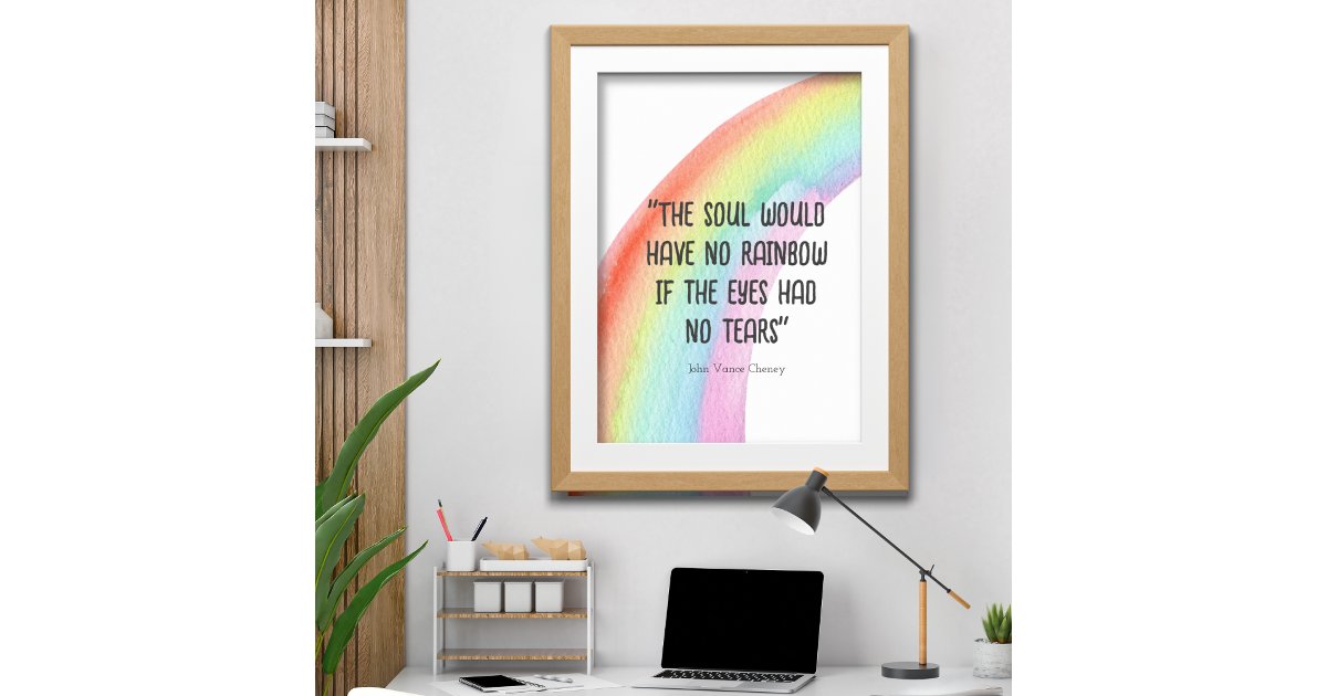 Typography Motivational Quote Watercolor Rainbow Poster | Zazzle