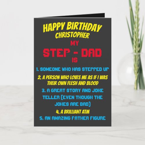 Typography My Stepdad Is  Quotes Birthday Card