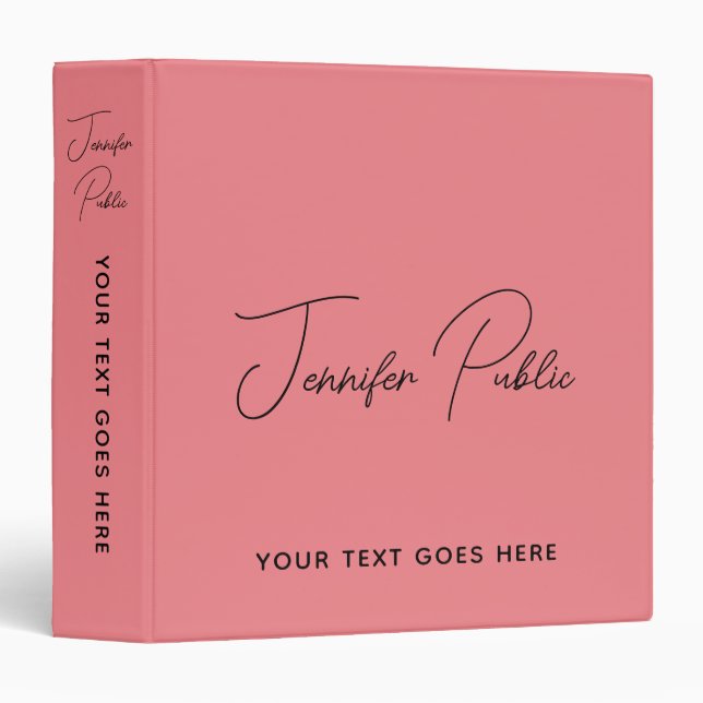 Typography Name Add Logo Script Text Here 3 Ring Binder (Front/Spine)