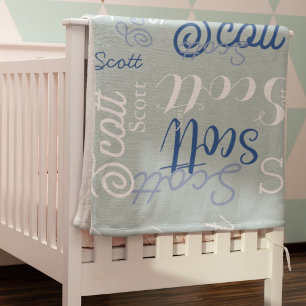 Typography Name allover light blue color Fleece Blanket