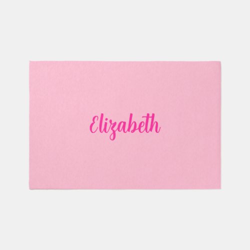 Typography Name Baby Pink Girls Nursery Cute Rug