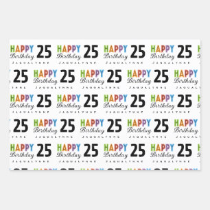 Typography Name Birthday Wrapping Paper