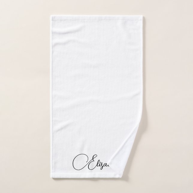 Typography Name Black White Custom Template Hand Towel (Hand Towel)