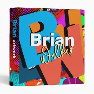 Typography Name / Bold Initials Colorful Artwork 3 Ring Binder