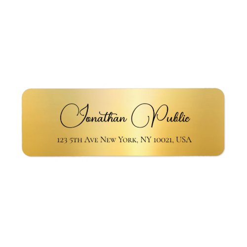 Typography Name Gold Look Elegant Return Address Label