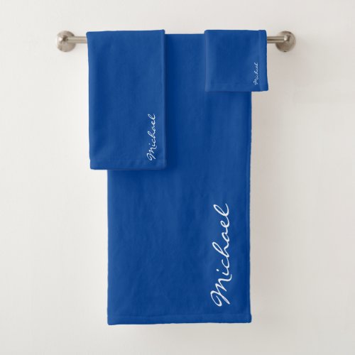 Typography Name Modern Template Elegant Deep Blue Bath Towel Set