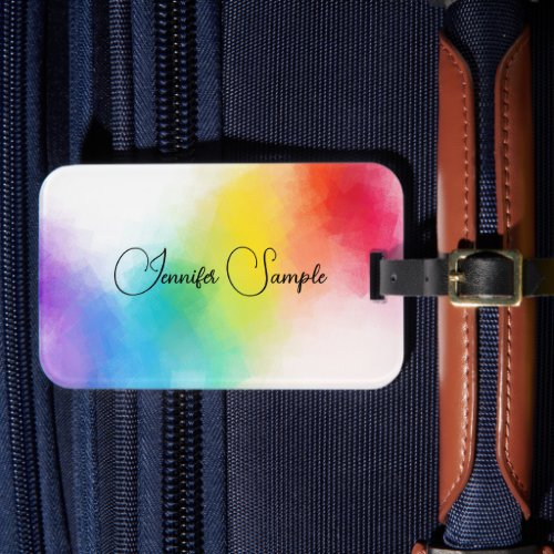 Typography Name Modern Trendy Colorful Template Luggage Tag